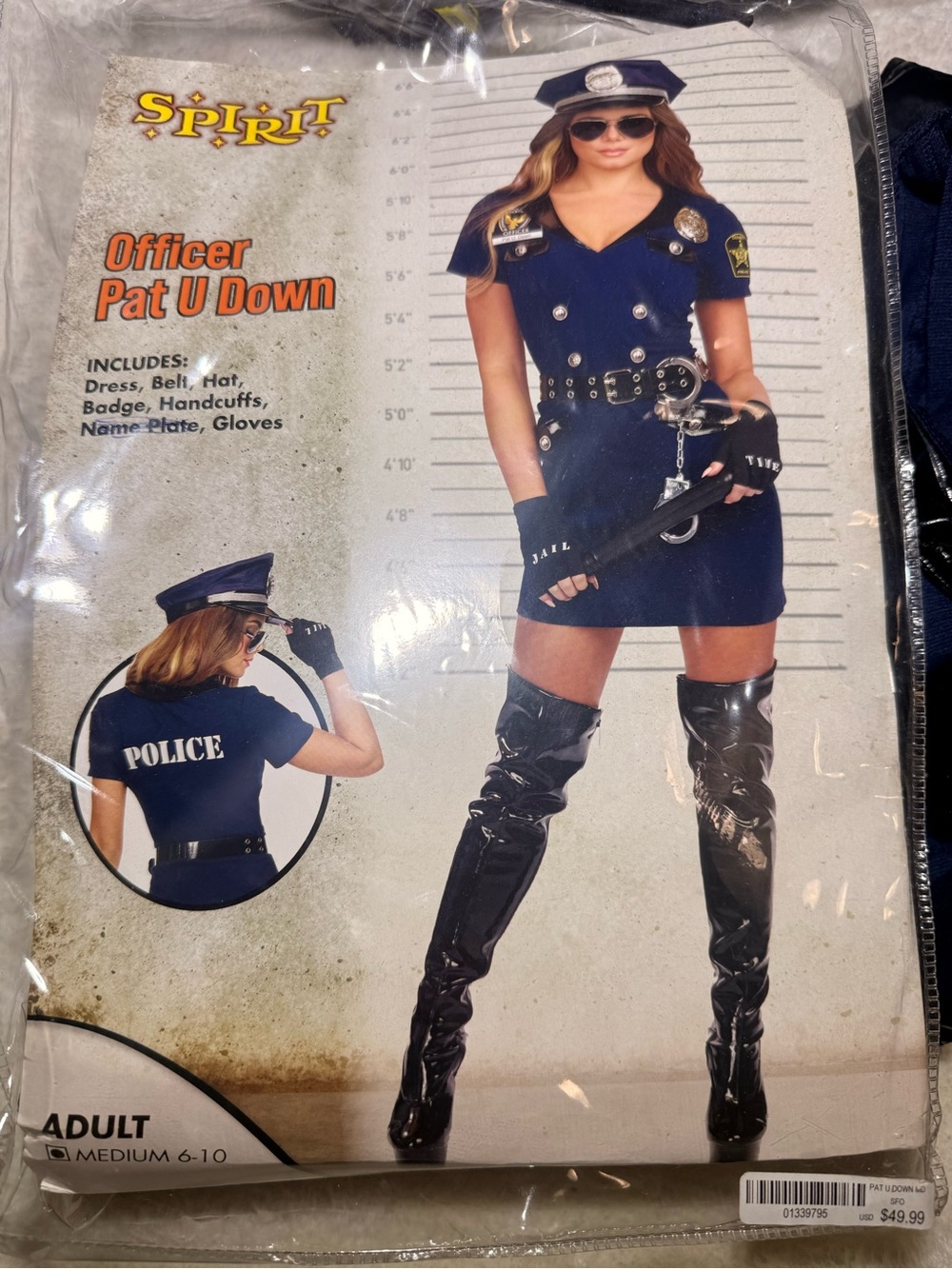 Officer Pat U. Down Women's Costume size Medium- Spirit Halloween